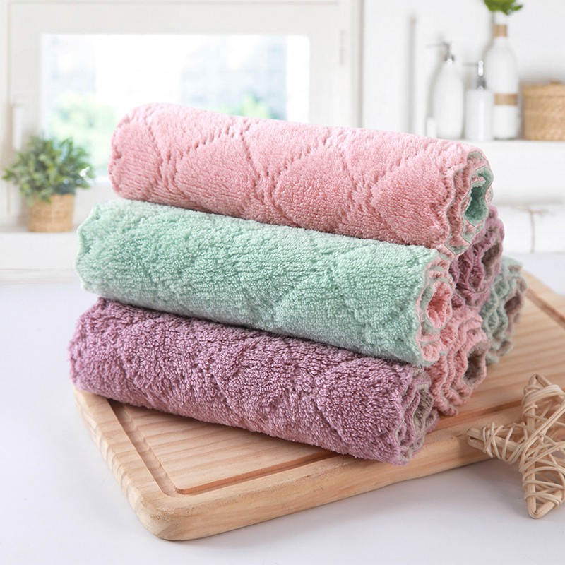 Set 10 khăn lau đa năng 2 mặt siêu thấm hút, Khăn lau bếp đa năng, lau chén bát và các vật dụng nhà bếp
