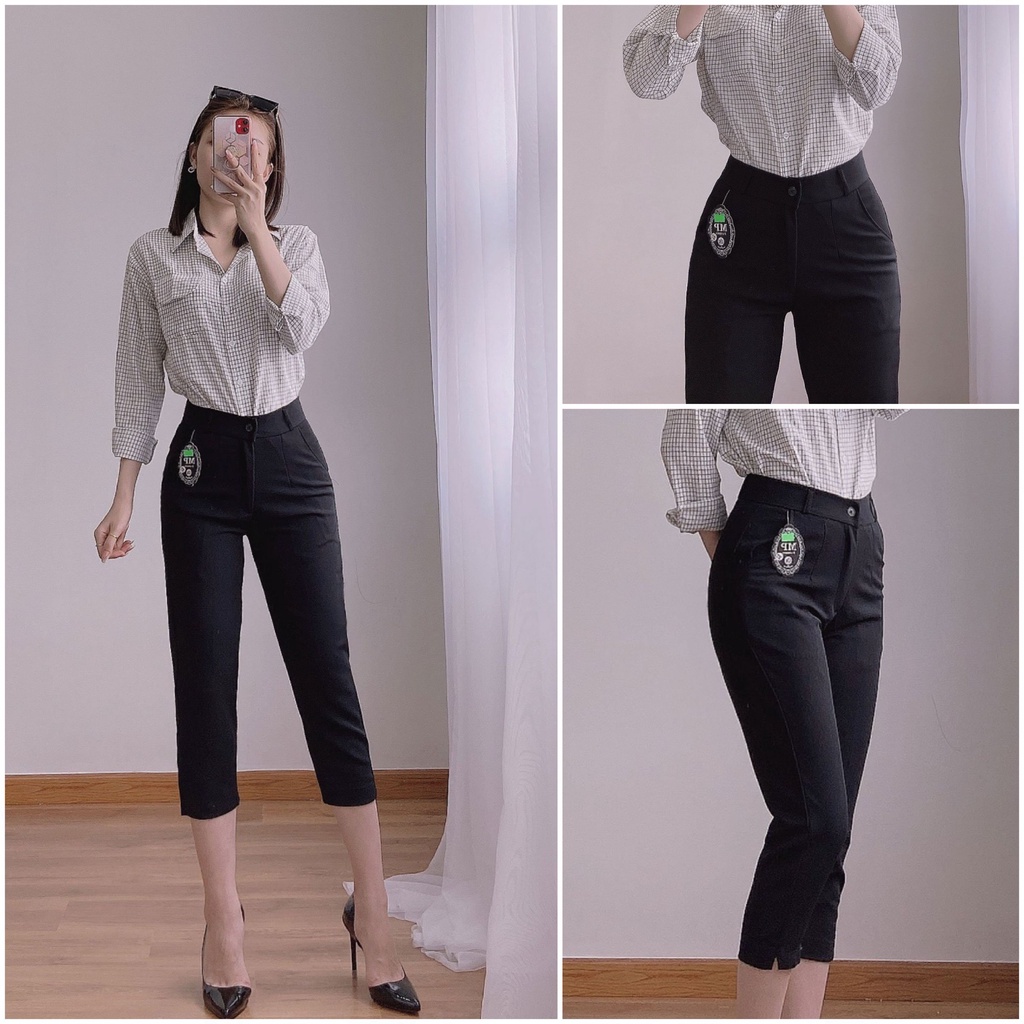 Quần Tây nữ lững lưng caoSANG CHẢNHQuần tây lững baggy [vải tuyết mưa]