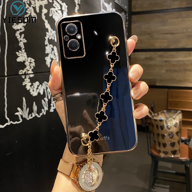 Ốp Điện Thoại Silicon Mềm Họa Tiết Chiếc Lá May Mắn Gắn Dây Đeo Tay Cho OPPO Reno 7Z 7 6 4 5 4G 5G 5F 4F