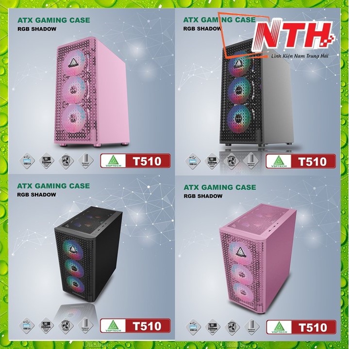 Case VSPTECH T510 Full ATX (Black-Pink)