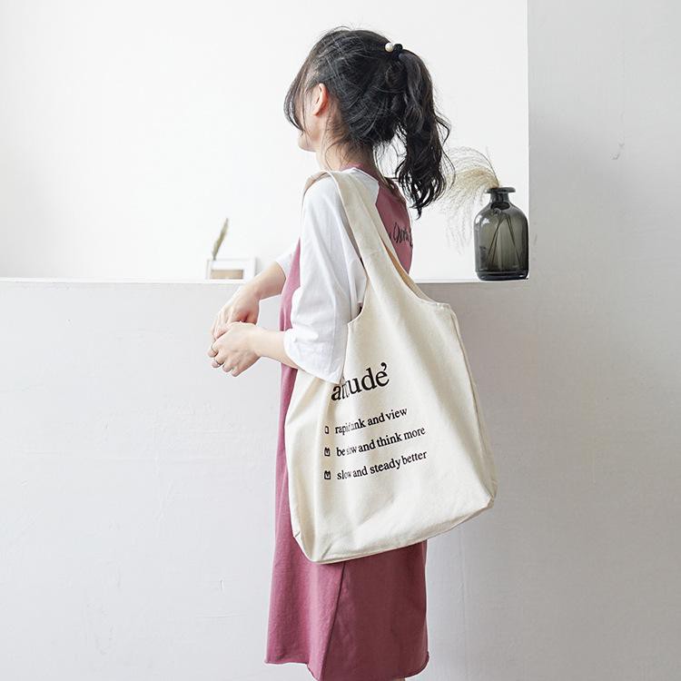 [Sale Sốc]Túi tote vải bố đựng đồ canvas đeo chéo Hazin phong cách Hàn Quốc,tote thời trang attitude loại đẹp HZ 22