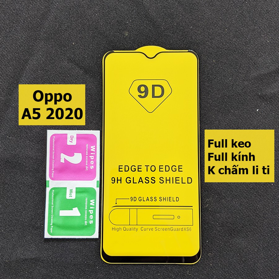 Kính cường lực full viền màn hình Oppo A5 2020