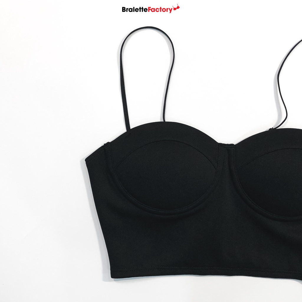 Áo lót croptop BraletteFactory form cúp rộng, áo ngực croptop, bra corset đen quyến rũ đi dạo phố