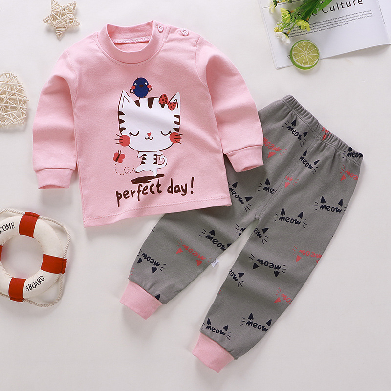 Set Pijama Áo Dài Tay + Quần Dài In Hoạt Hình Cho Bé