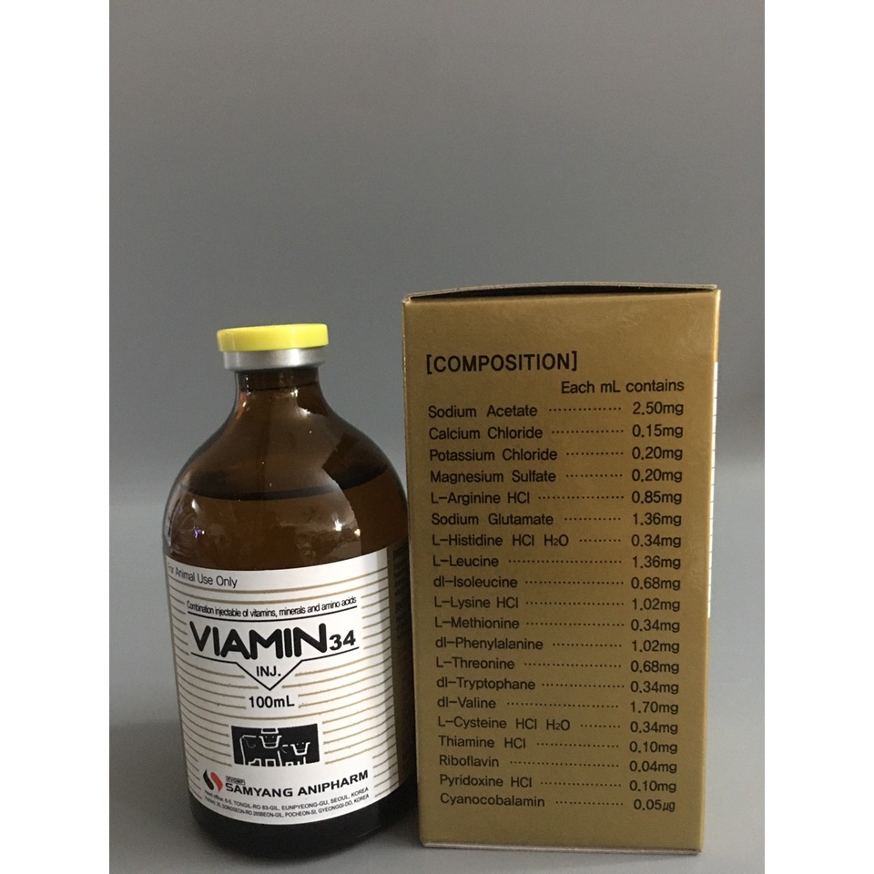 Vitamin 34 bồi bổ cơ thể, hồi sức, tăng lực cho thú cưng, gà đá, chim cảnh