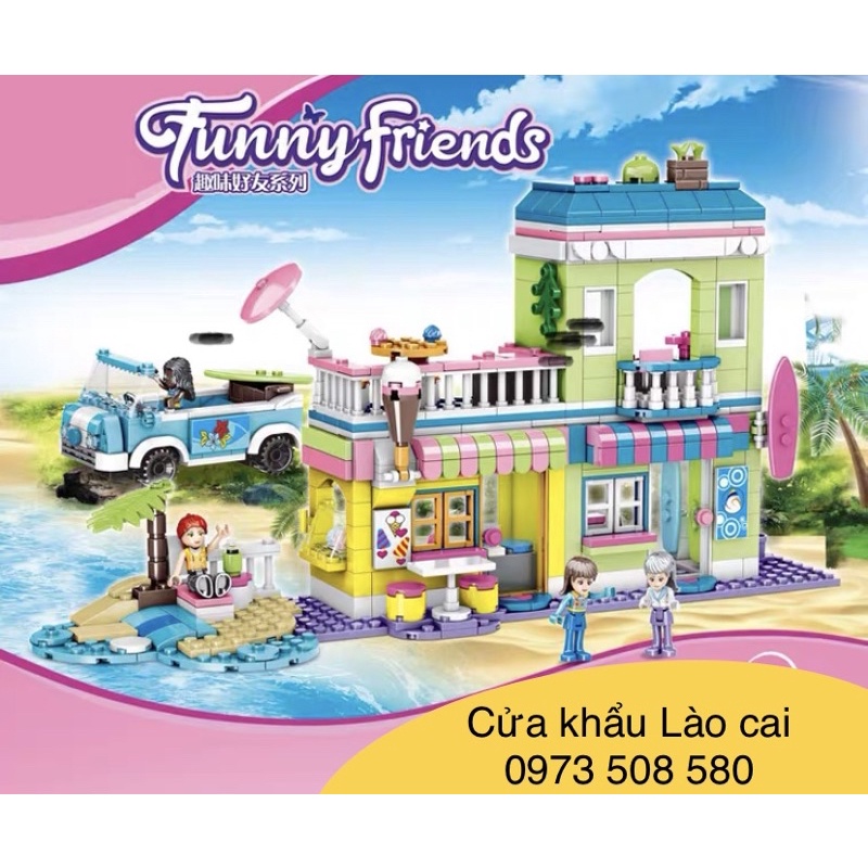 Lego con gái lắp ghép Villa 3D ven biển 585pcs