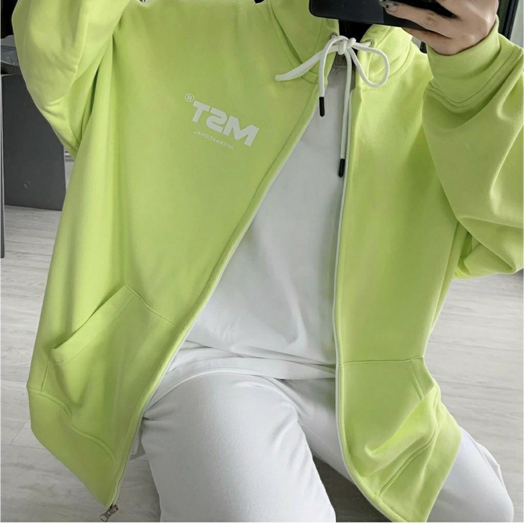 áo khoác hoodie thêu chữ MST nhiều màu phom rộng