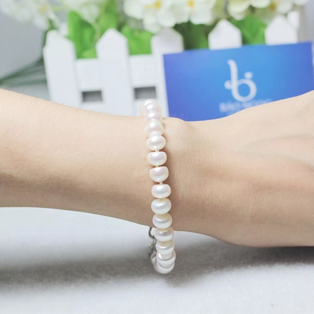 Vòng Tay Ngọc Trai Nước Ngọt Tự Nhiên Thiết Kế Đơn Giản Thanh Lịch L0408 Bảo Ngọc Jewelry
