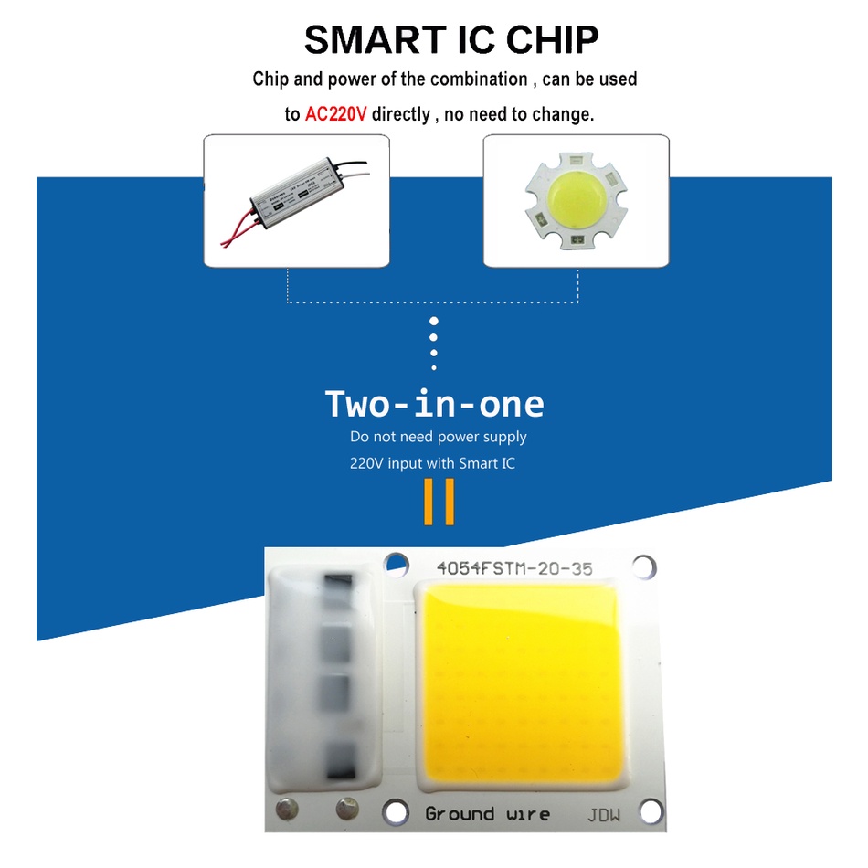 Set 2 Chip Đèn LED COB 220V 5W 15W 20W 30W 50W Ánh Sáng Trắng Ấm Dành Cho Đèn Pha LED Tự Làm