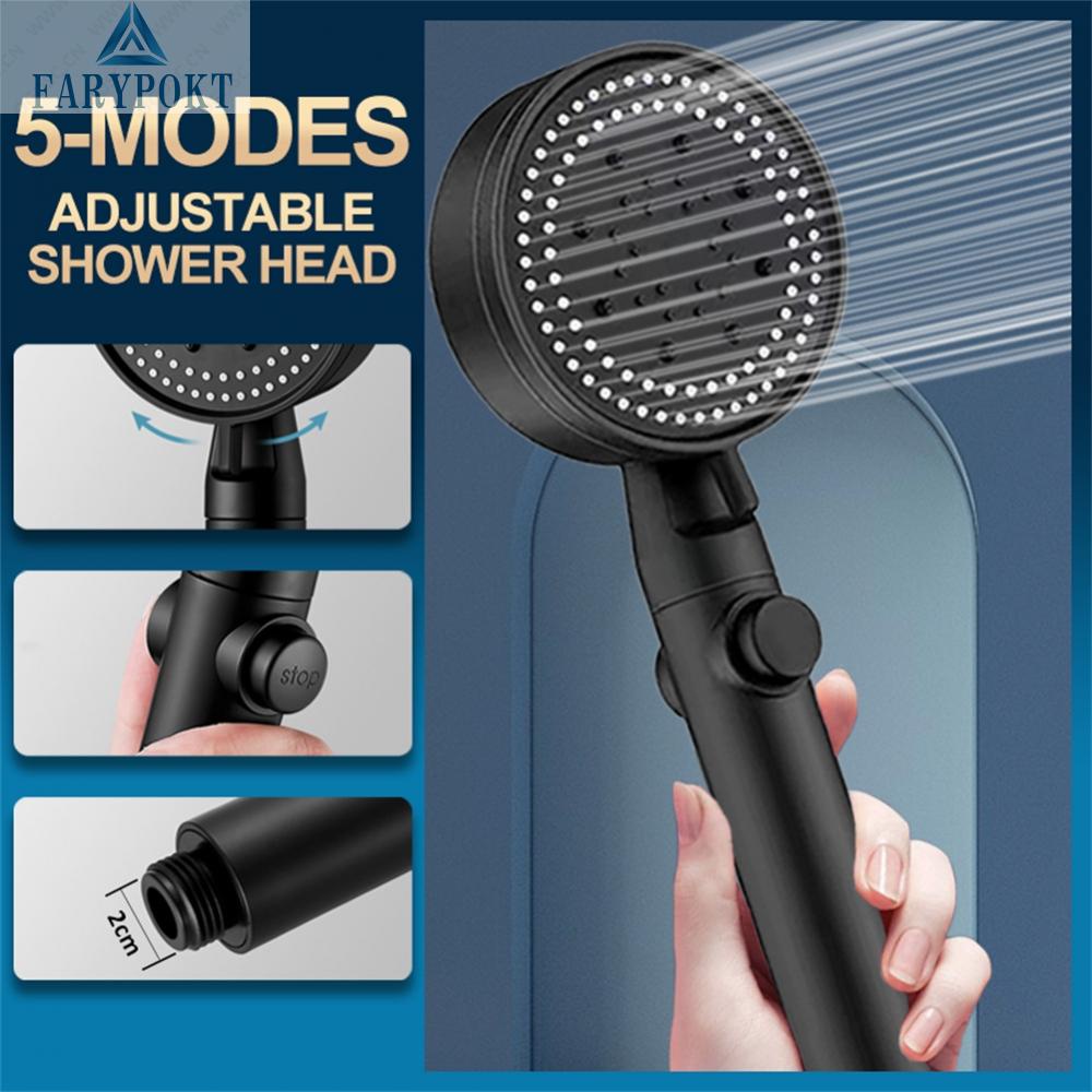 Đầu vòi sen màu đen 5 chế độ điều chỉnh áp suất cao tiết kiệm nước