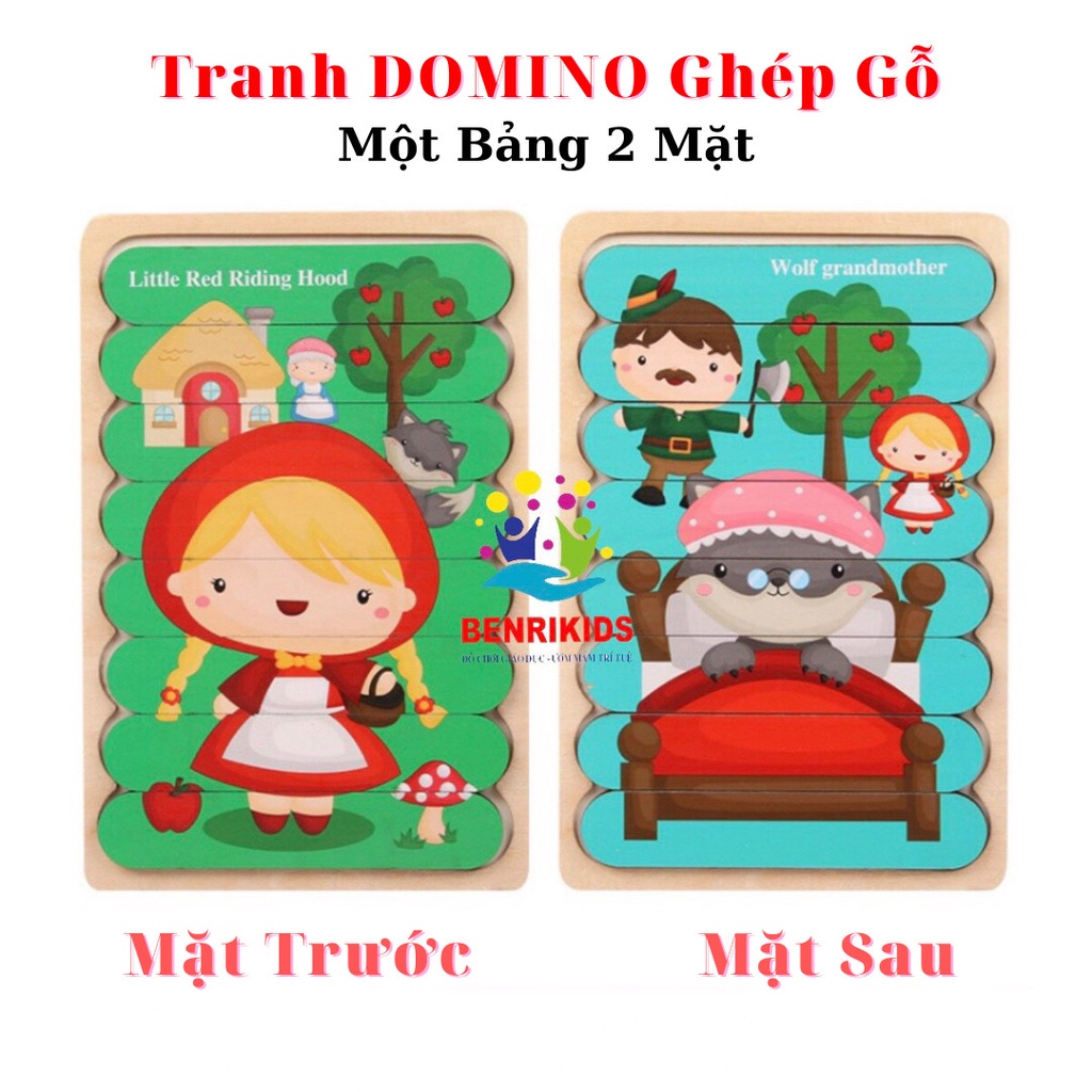 Combo 2 Tranh Ghép Hình Domino Xếp Hình Que Kem Cho Bé Tư Duy Sáng Tạo, Đồ Chơi Giáo Dục Thông Minh