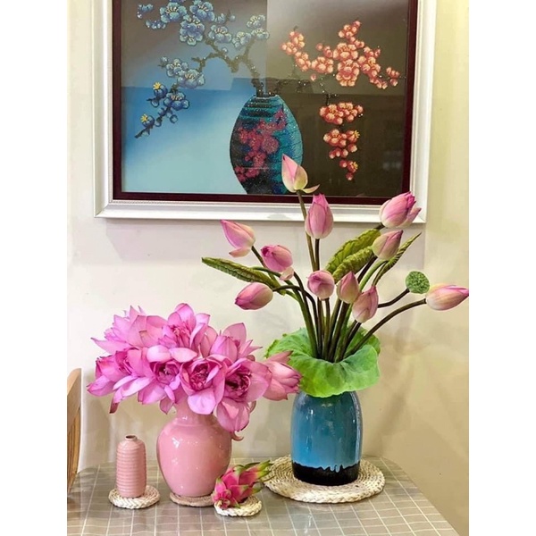 Bình gốm hồng Bát tràng - Lọ hoa Decor