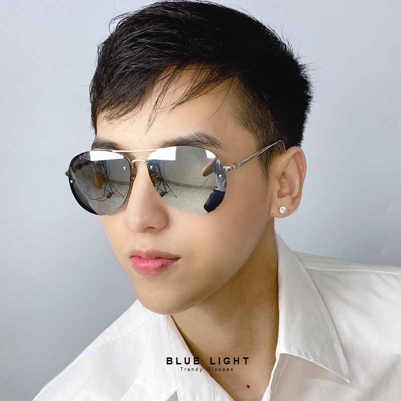 Kính Râm, Kính Mát Phi Công Tráng Gương Bạc, Full Đen Gọng Khoan - BLUE LIGHT SHOP