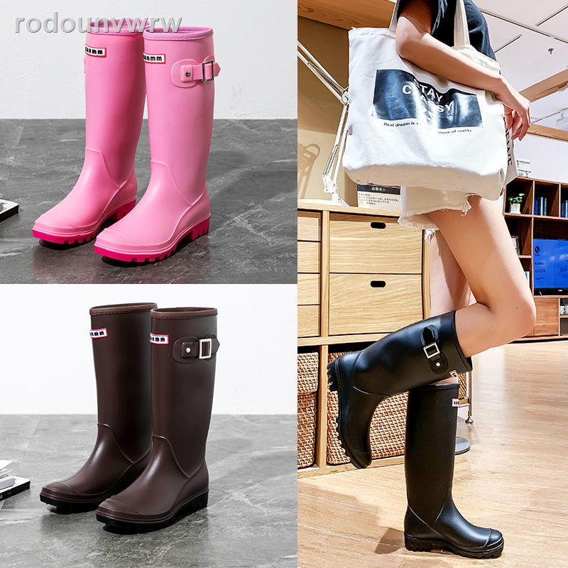 ( Sẵn)rodounvwrwThu đông thời trang nữ ống cao ấm áp nhung giày đi mưa hàn quốc công sở câu cá nước dài