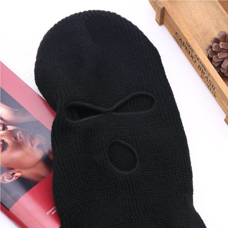 Mặt nạ len đan che kín mặt hở 3 lỗ giúp giữ ấm hiệu quả