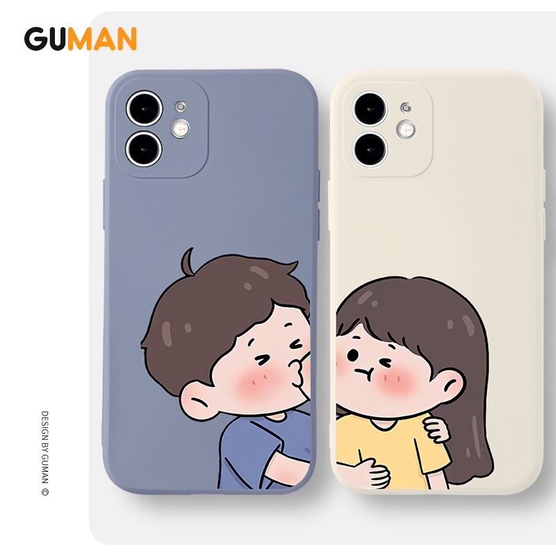 Ốp lưng GUMAN mềm ngộ nghĩnh cặp đôi dễ thương đẹp cho iPhone 14 13 12 11 Pro Max SE 2020 X XR XS 8 7 ip 6S 6 Plus kute XYB507