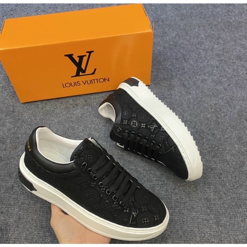 Giầy nam buộc dây LV có hoạ tiết đế cao mũi tròn, Giầy thể thao thời trang phong cách trẻ trung btshop từ 38 đến 42.