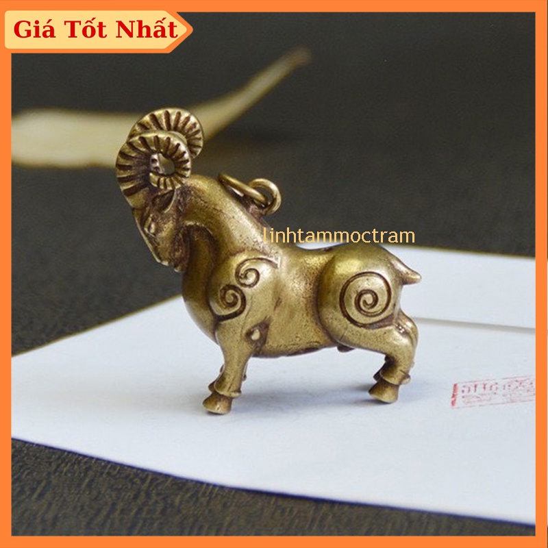 Tượng đồng mini phong thủy tượng dê linh vật tuổi mùi trang trí nhà cửa