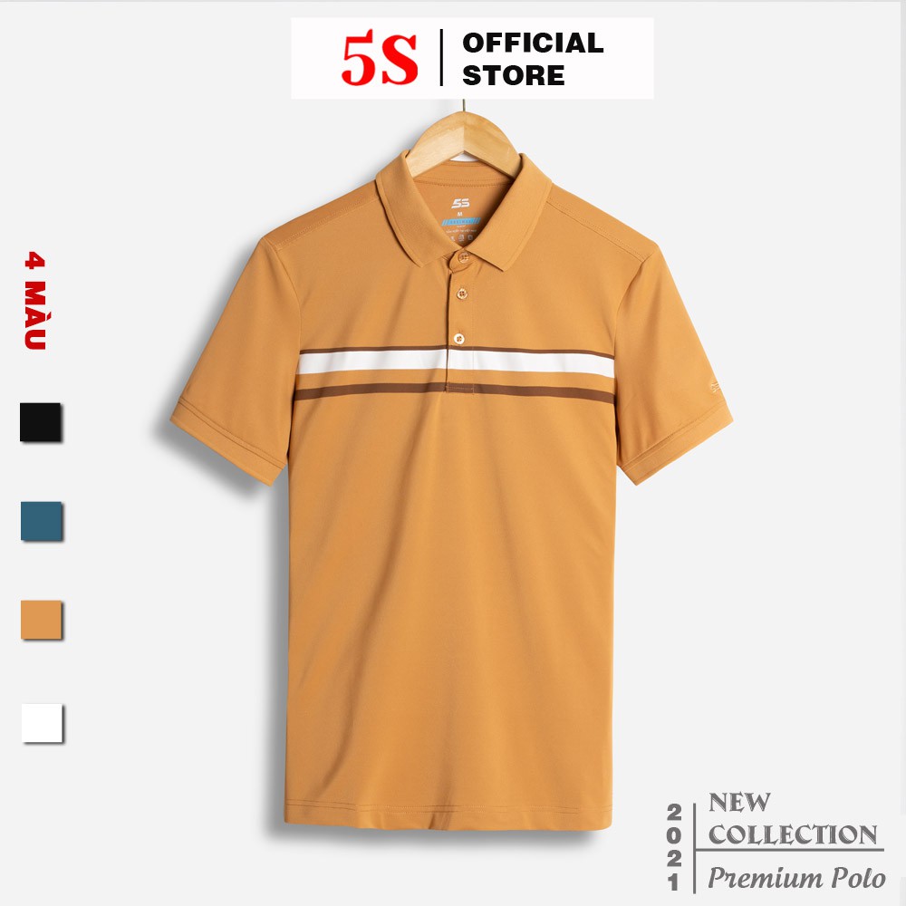 [MUA 2 GIẢM 30K] Áo Phông Nam Ngắn Tay Có Cổ 5S, Thiết Kể Phối Kẻ Trước Ngực Trẻ Trung, Trang Nhã