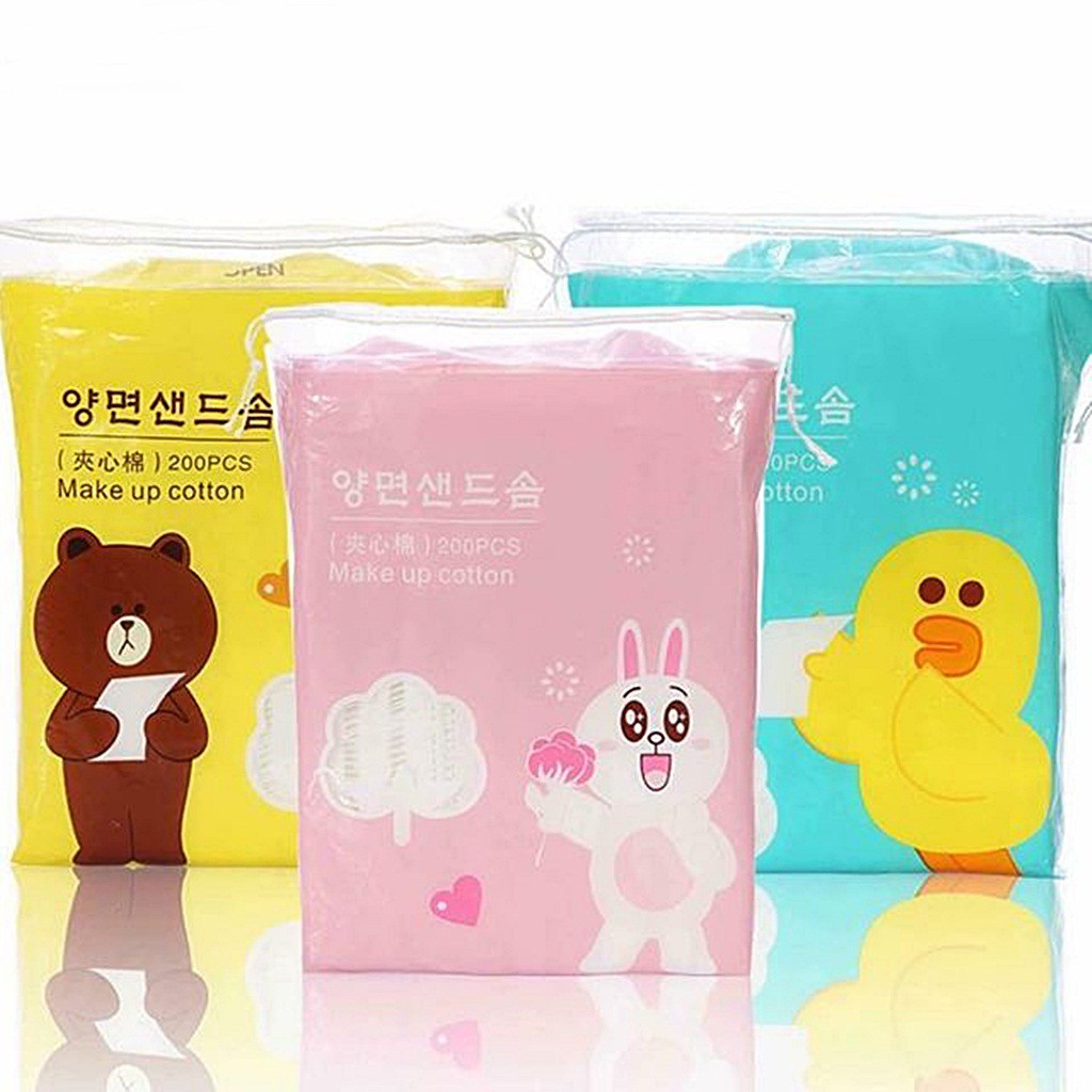 Bông tẩy trang Yilingmeng Line Friend 100% Cotton 200 miếng