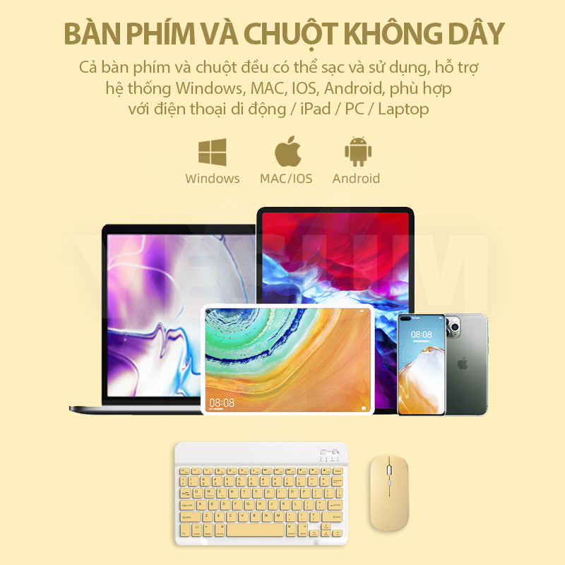 Bàn phím Bluetooth không dây 10 inch/ chuột không dây trọng lượng nhẹ cho điện thoại / iPad nhiều màu sắc tùy chọn | WebRaoVat - webraovat.net.vn