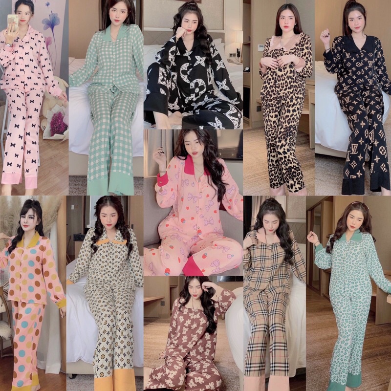 Bộ lụa mango tay dài, chất vải mềm mượt, không nhăn + Ảnh thật