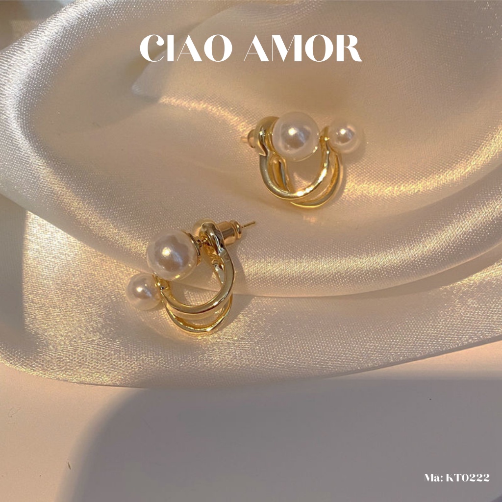 KT0222-Khuyên tai nữ, Hoa tai bạc 925 vòng sau đính ngọc trên Trang sức Ciao Amor