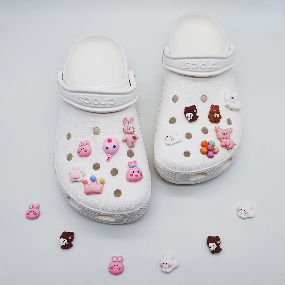 [Deco] Phụ Kiện Trang Trí Giày Crocs Hình Gia Đình Gấu Thỏ Bố / Thỏ Mẹ / Thỏ Con Dễ Thương Diy