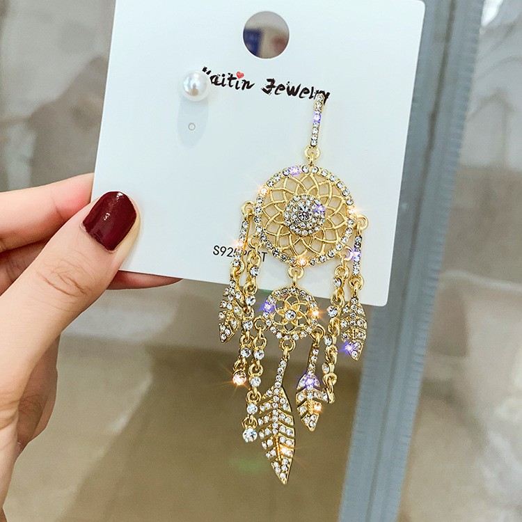 Bông tai Dream Catcher tua ngọc cổ tích_M1088