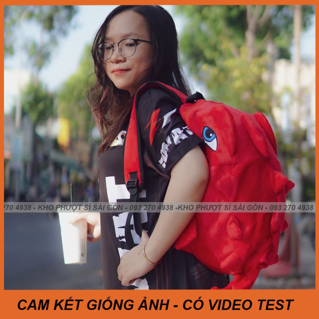 CÓ VIDEO - Balo rồng khủng long phiên bản vải nhung siêu mịn màu xanh nước biển cho bạn gái đi du lịch