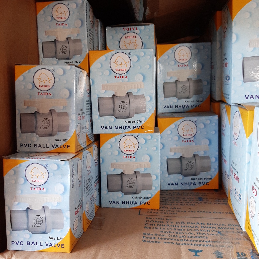 Van nhựa, van tay sắt, van khóa nước Bình Minh phi 21, 27, 34