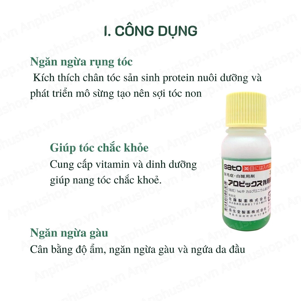 Tinh chất mọc tóc thảo dược Sato Arovics 30ml kiểm soát Rụng Tóc, Thưa tóc, Hói Đầu  - Sản phẩm chính hãng Nhật Bản