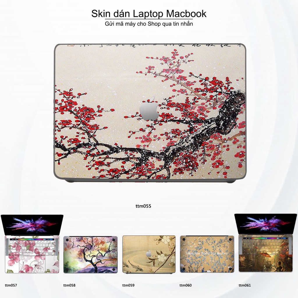 Skin dán Macbook mẫu Tranh thủy mặc (đã cắt sẵn, inbox mã máy cho shop)