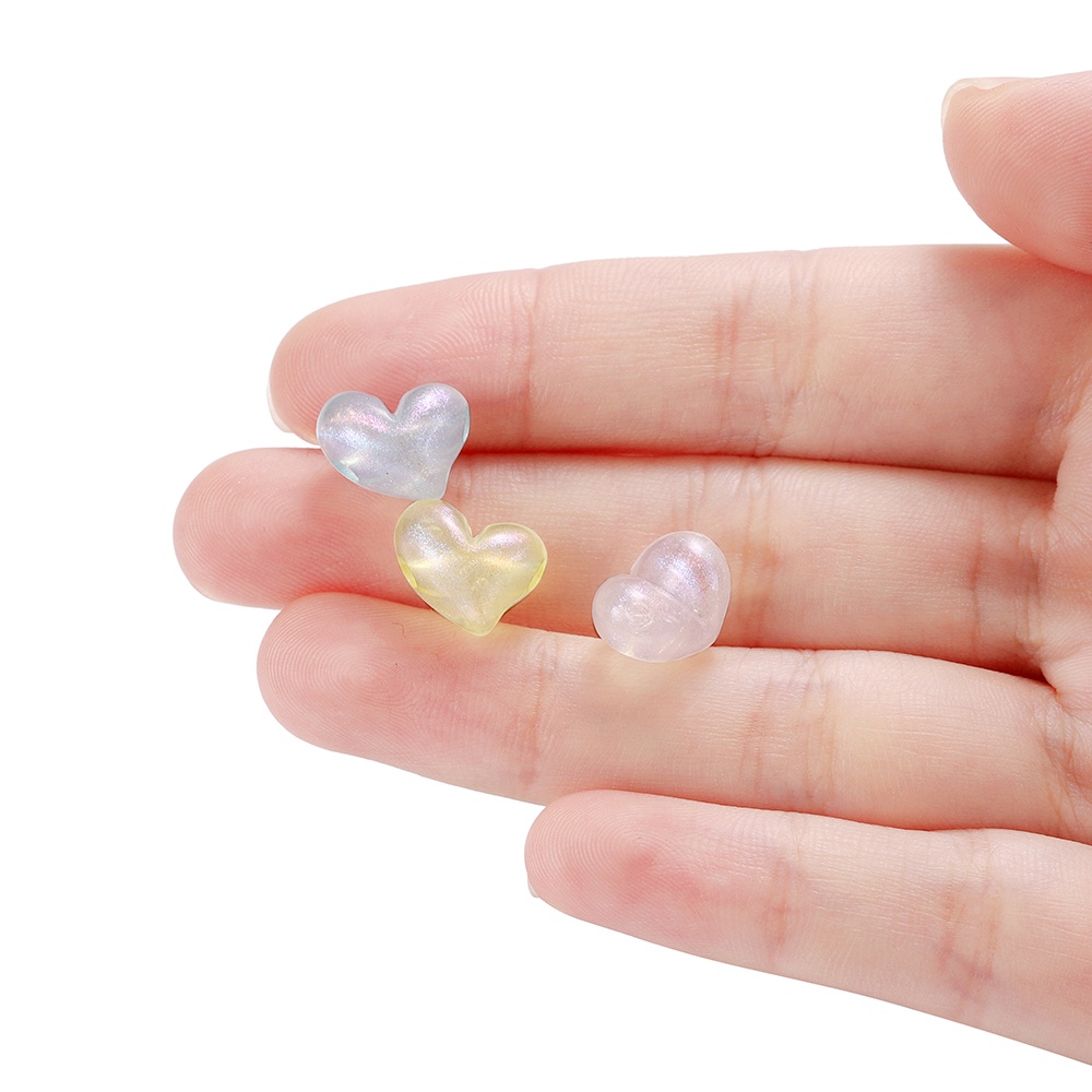 Set 30 Hạt Ngọc Trai Hình Trái Tim Bằng Acrylic Dùng Làm Vòng Tay / Dây Chuyền DIY