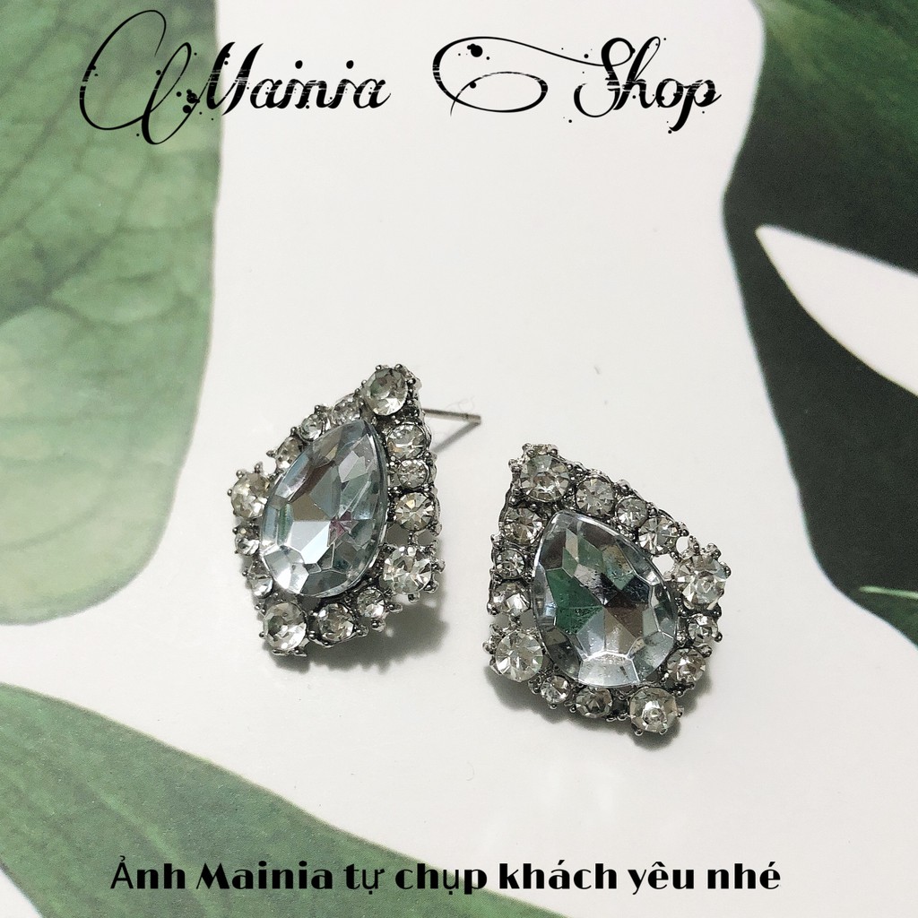 Bông Tai khuyên Tai Đính Đá Sang Trọng Qúy Phái Dự Tiệc Mainia Shop