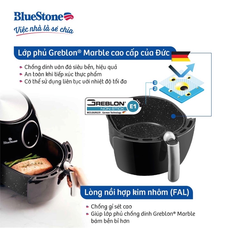Nồi chiên không dầu điện tử 5.5L BlueStone AFB-5873-Hàng Chính Hãng BH 24 Tháng