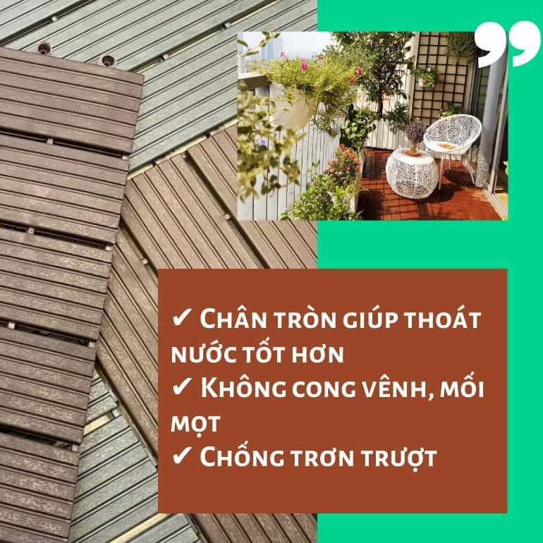 [XẢ KHO] Vỉ nhựa ghép lót sàn trang trí ban công Eco, trải sàn bể bơi chống trơn, lót sàn nhà vệ sinh, sân vườn