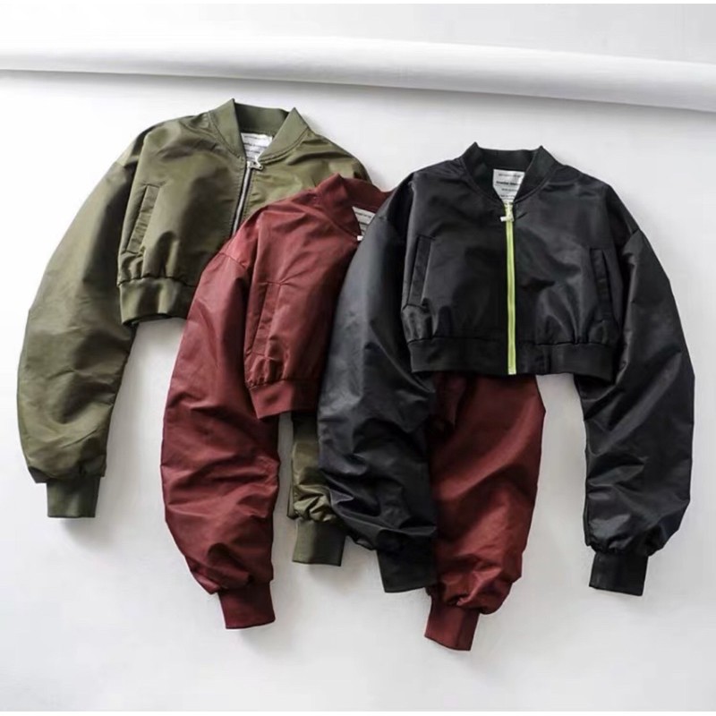 Áo khoác bomber dù dáng croptop