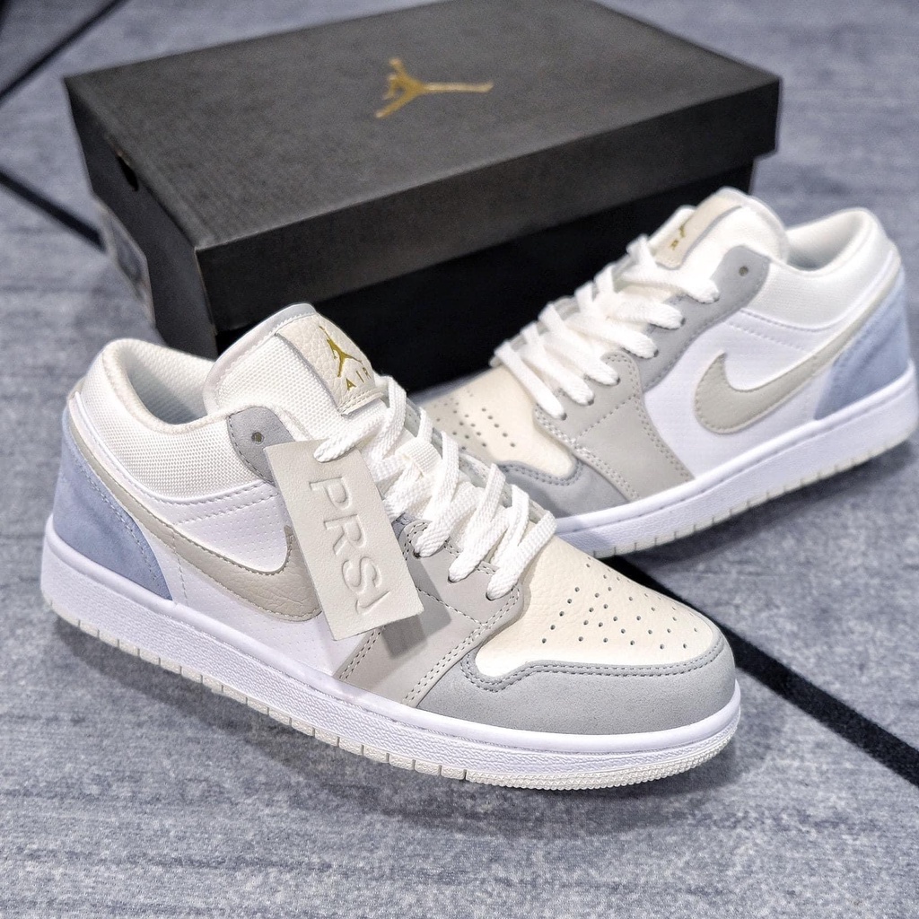 Giày 𝐉𝐨𝐫𝐝𝐚𝐧 1 low paris màu xám xanh nam nữ, Giày sneaker JD 1 paris cổ thấp bản đẹp Full Box Bill