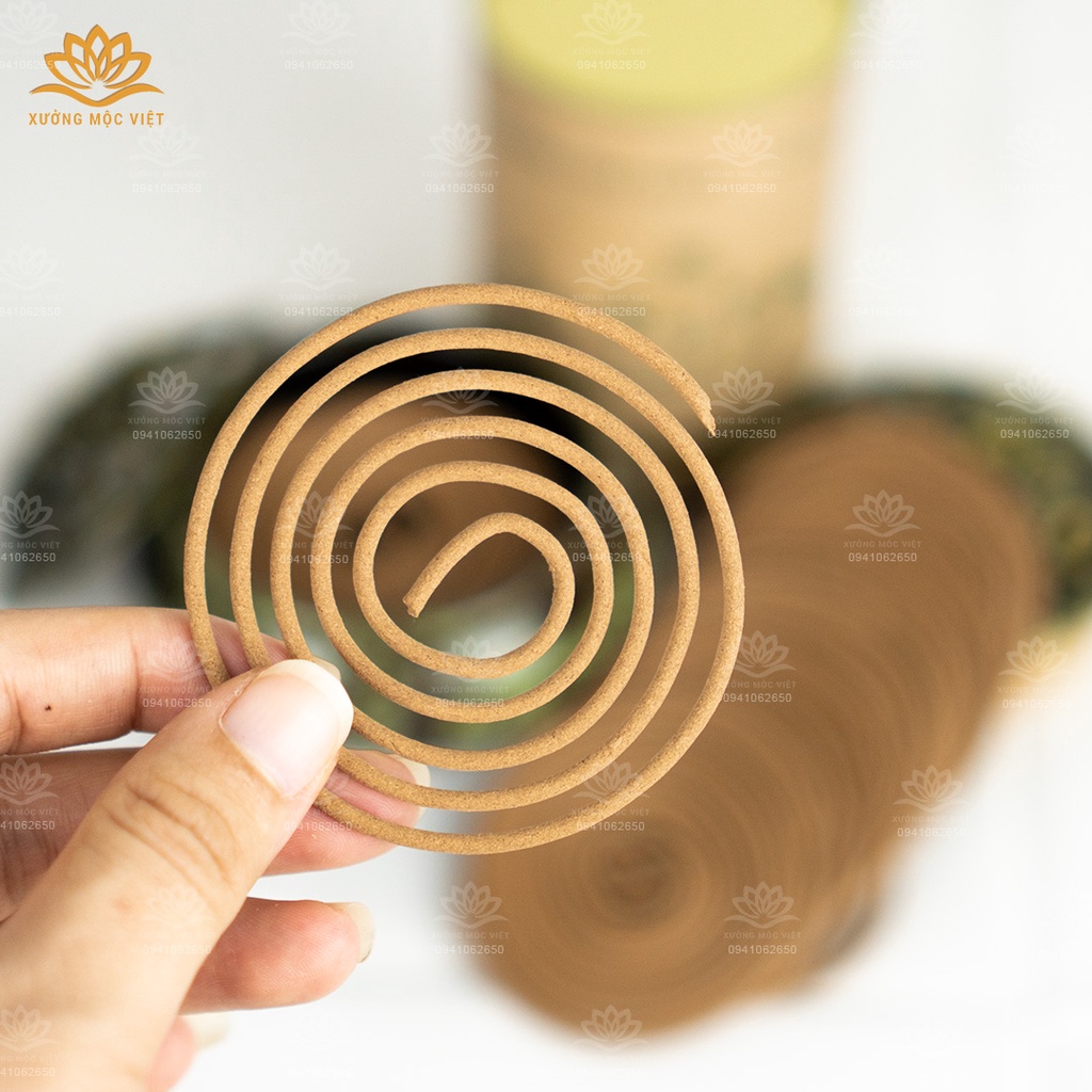 COMBO Hộp Nhang Khoanh Trầm Hương Tự Nhiên Xưởng Mộc Việt, Mỗi Khoanh Cháy 4 Giờ + Lư Sứ Xông Trầm