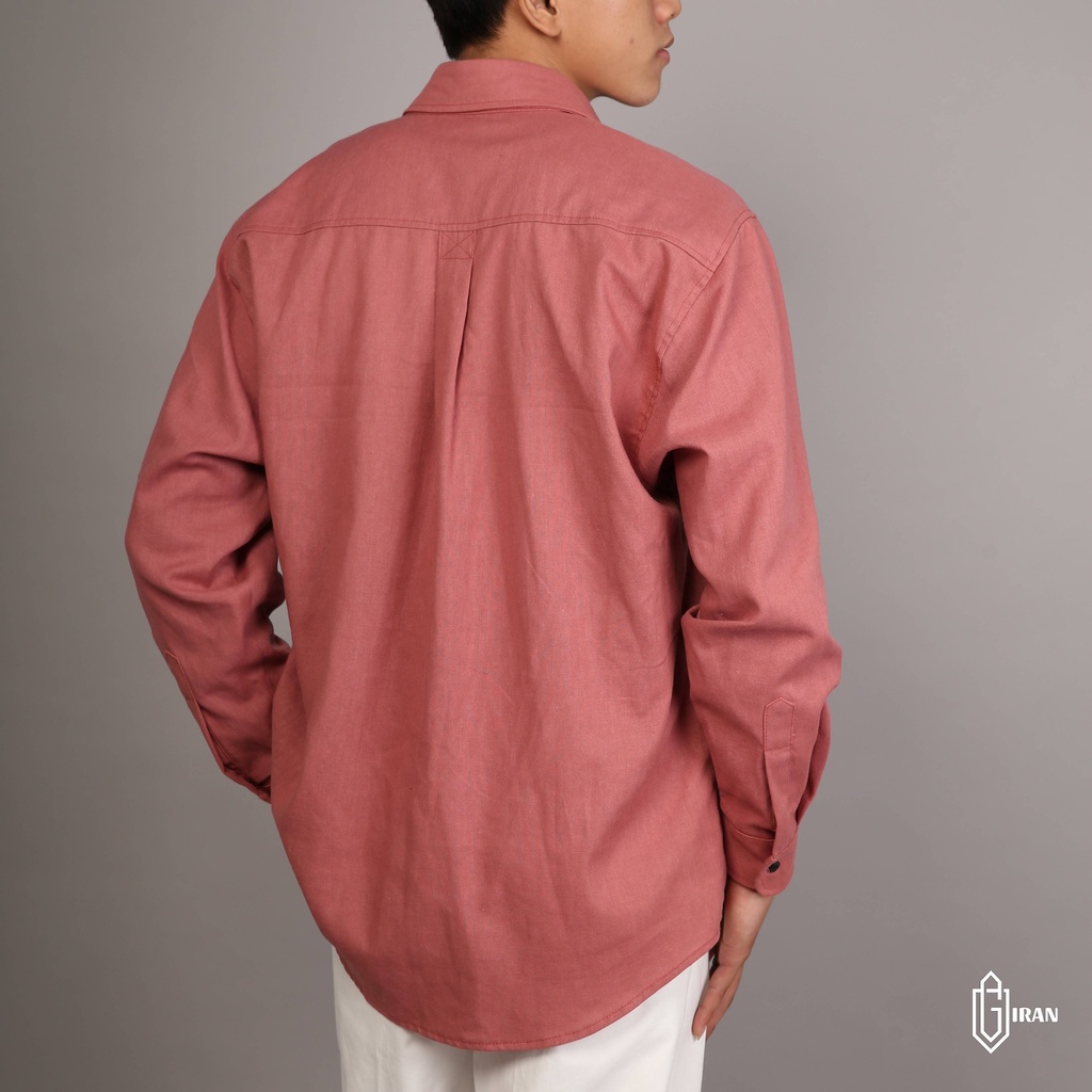 ÁO SƠ MI LINEN HỒNG PASTEL FORM RỘNG | GIRAN
