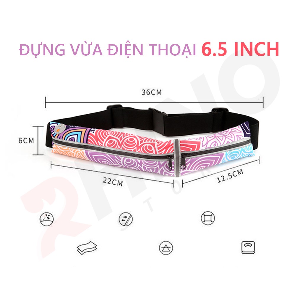 Đai đeo thắt lưng thời trang thể thao nam nữ Rhino B202 đựng vừa điện thoại 6.5 Inch, dùng khi chạy bộ đạp xe leo núi