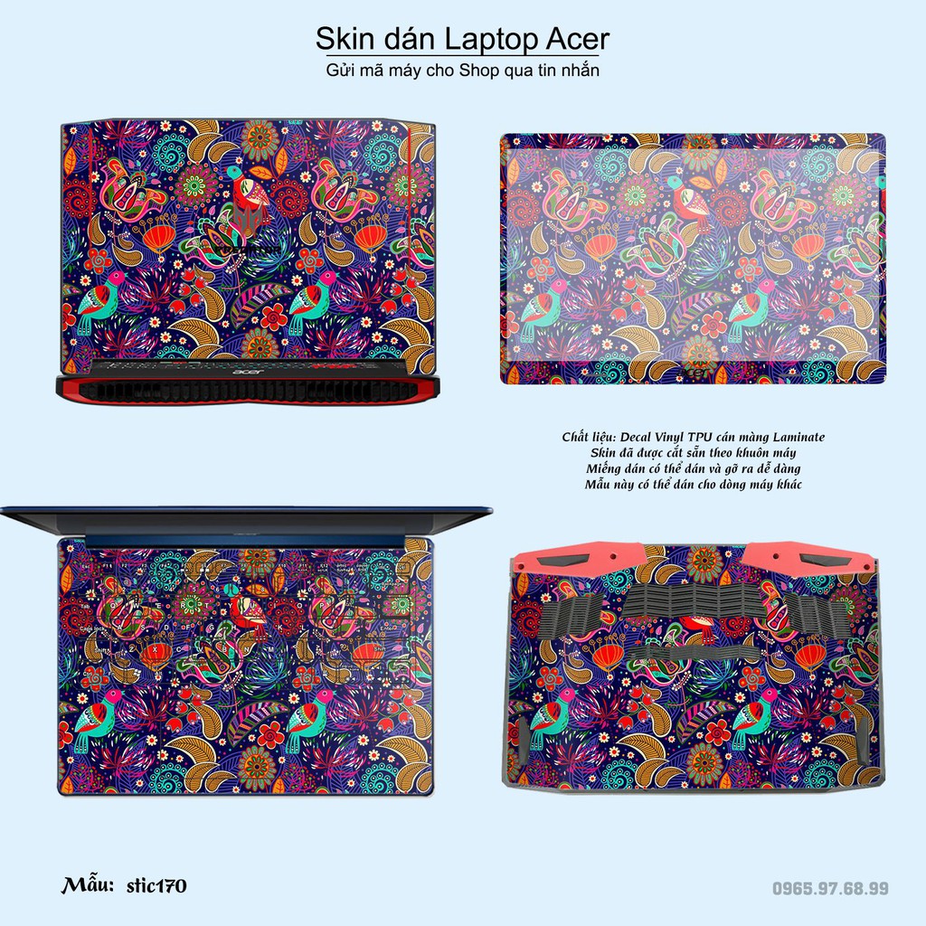 Skin dán Laptop Acer in hình Hoa văn sticker _nhiều mẫu 28 (inbox mã máy cho Shop)