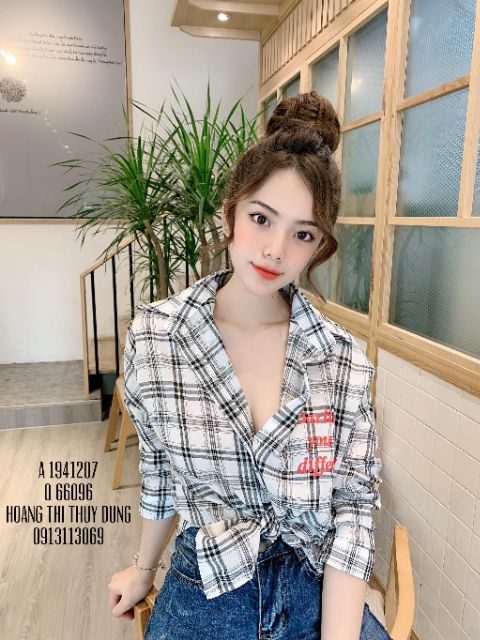 Áo sơ mi kẻ ô moschino Quảng Châu (Ảnh thật)
