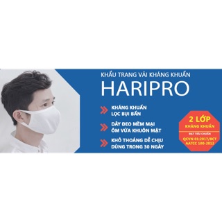 Combo 10 khẩu trang vải kháng khuẩn 2 lớp haripro tái sử dụng
