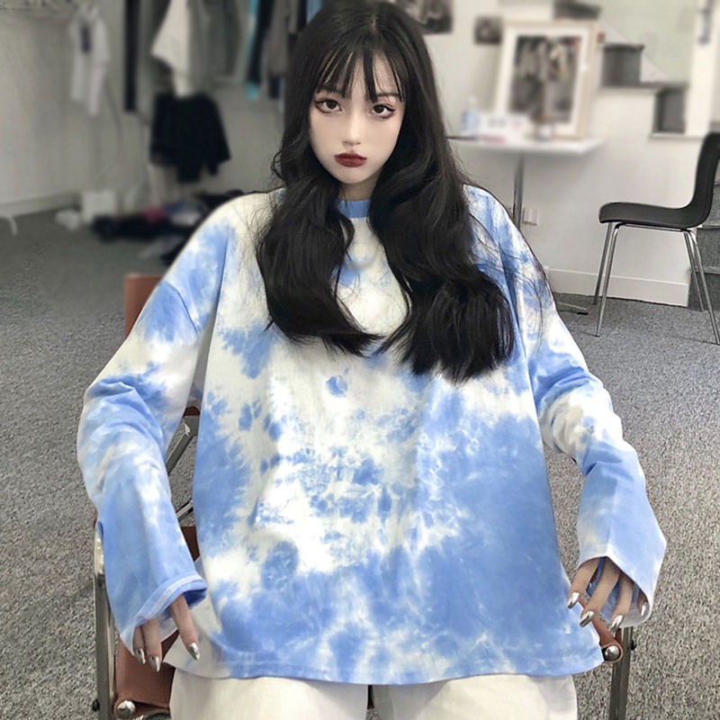 Women's Tie Dye O Neck Loose Leisure Long Sleeve T-Shirt Tops | BigBuy360 - bigbuy360.vn