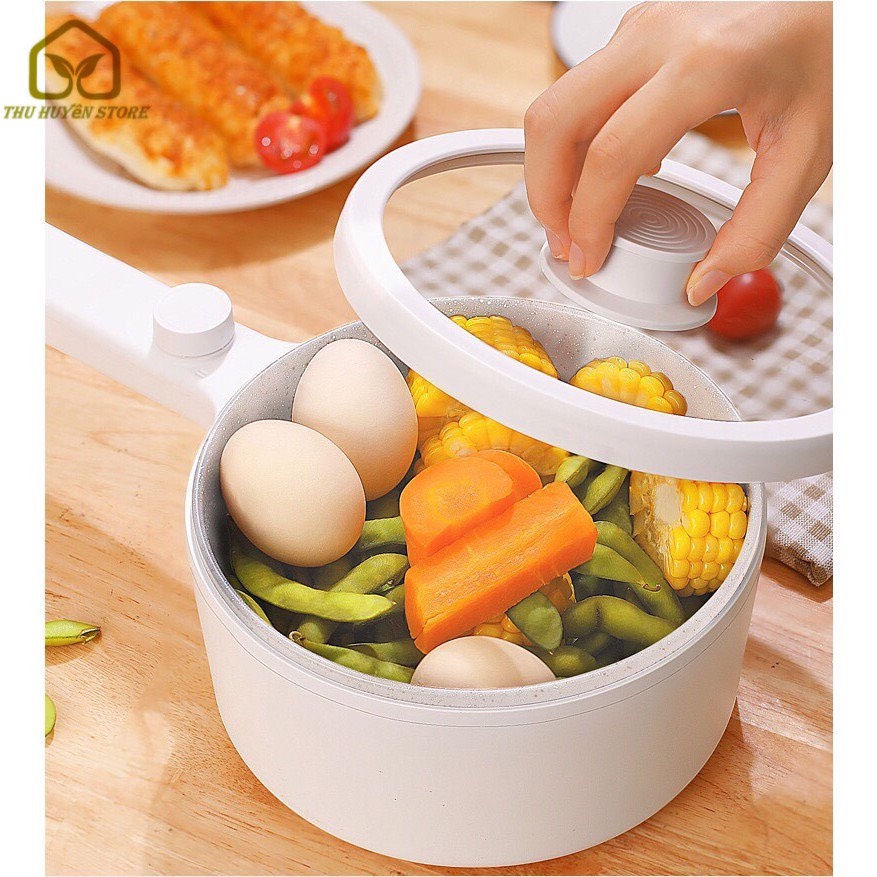 🏅𝑪𝑯𝑰́𝑵𝑯 𝑯𝑨̃𝑵𝑮️🏅 Nồi Lẩu Điện , Nồi Nấu Mì , Nồi Điện Mini Chống Dính Đa Năng Dung Tích 1.5L Công Suất 600W