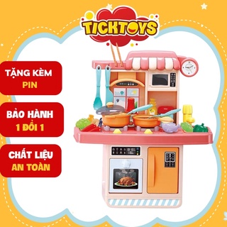 Bộ Đồ Chơi Nấu Ăn - Đồ Chơi Nhà Bếp Nấu Ăn Mô Phỏng Đồ Dùng Nhà Bếp, Phát Nhạc và có đèn