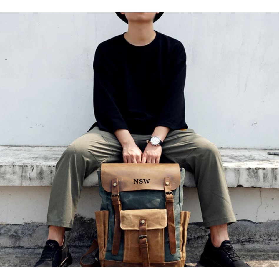 Balo canvas vải bố abadon hutaleather phong cách thời trang cho phái mạnh HB4