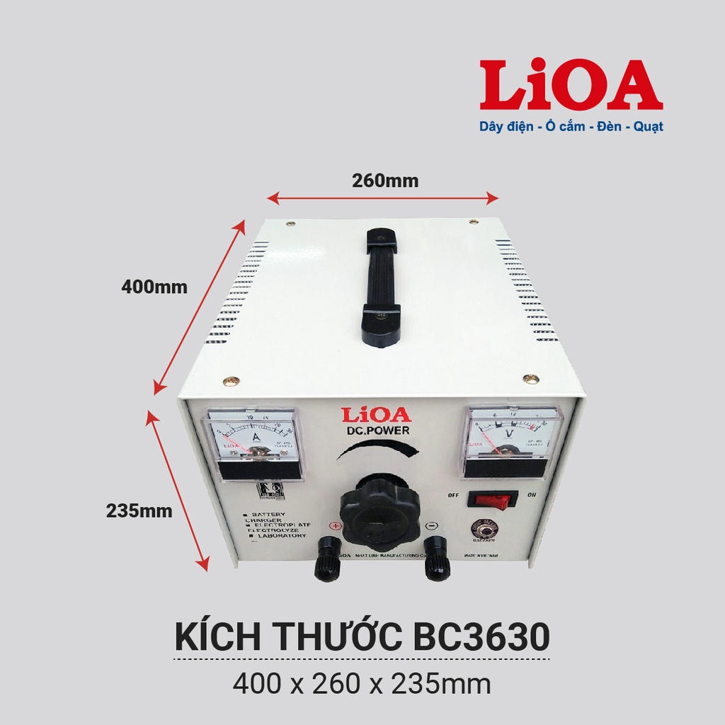 Máy Nạp Ắc Quy 6V-12V-18V-24v-36V  Lioa BC3630